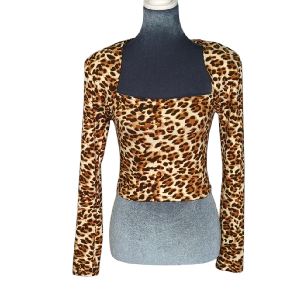 Fashion Nova Fierce One Leopard Crop Top Size Small